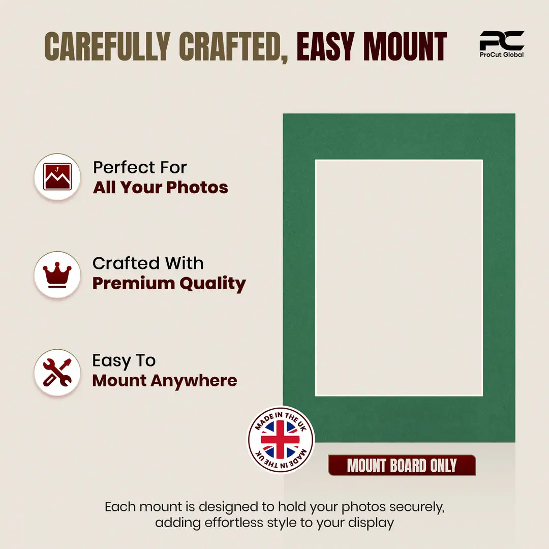 Emerald (Green) A4 Picture Mount With A5 Aperture | Acid-Free Mat Board For Picture Frames thumbnail 8