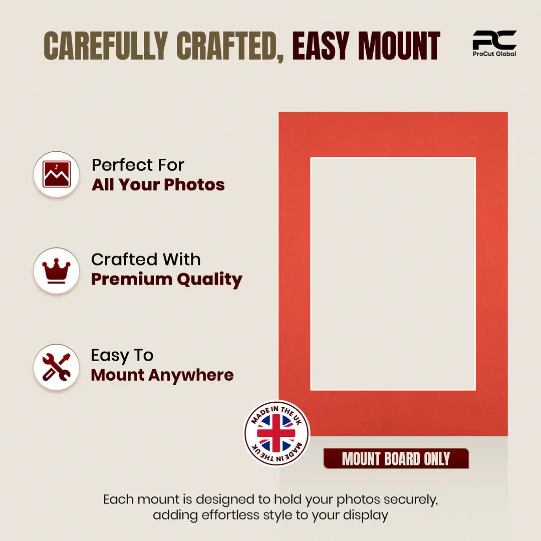 Poppy Red A4 Picture Mount With A5 Aperture | Acid-Free Mat Board For Photos & Artwork thumbnail 8