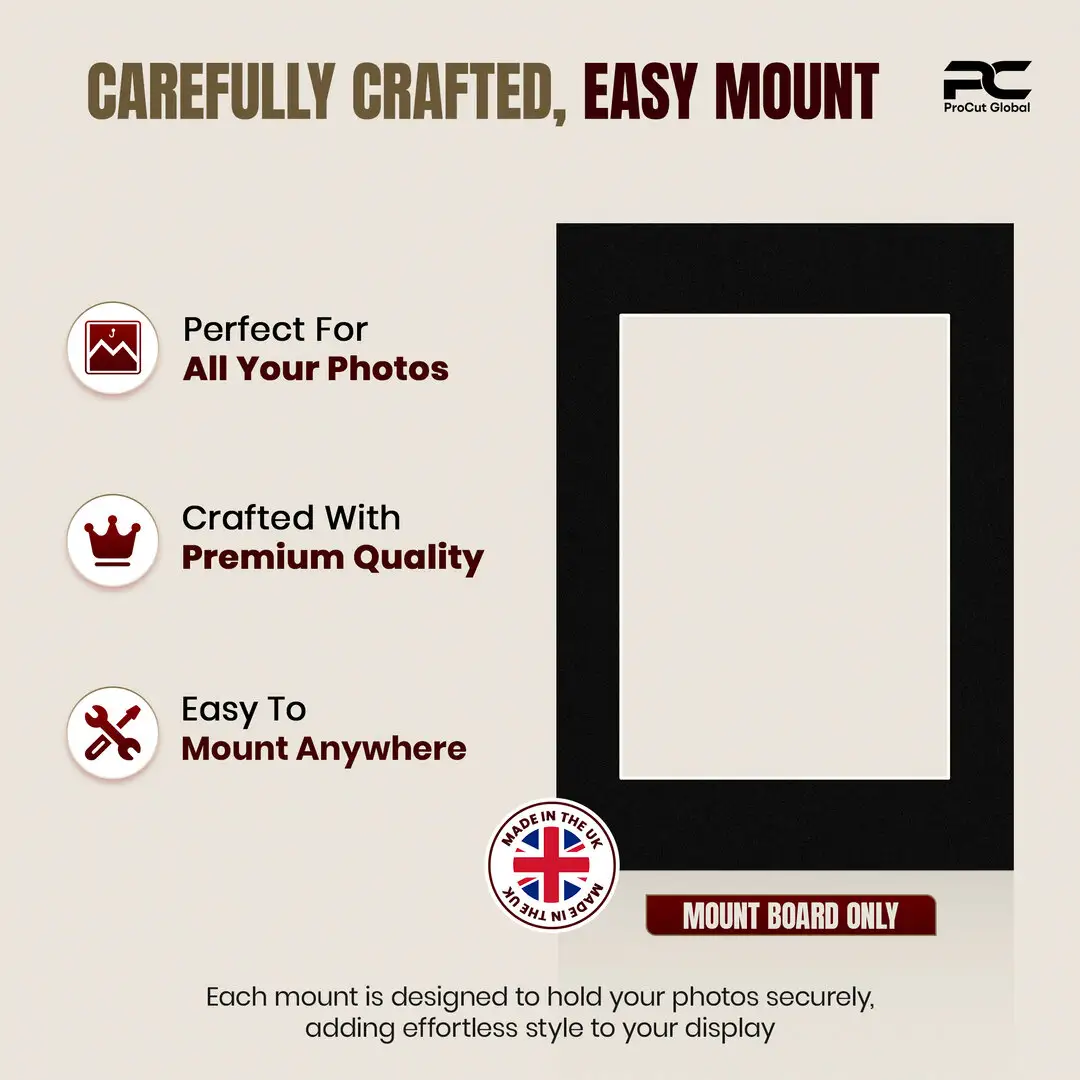 Black A5 Picture Mount With A6 Aperture | Acid-Free Mat Board For Picture Frames thumbnail 8