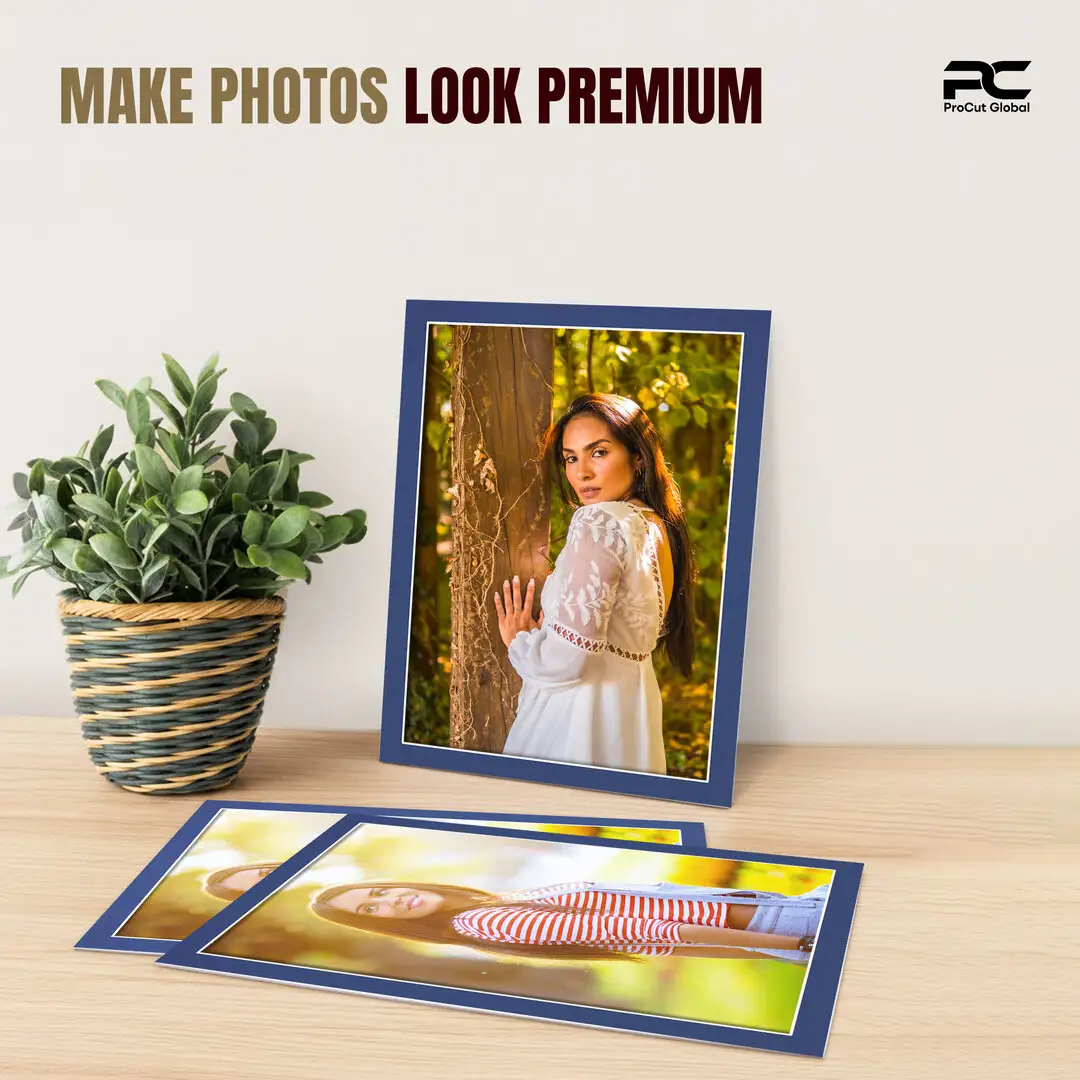 Blue 100x70cm Picture Mount With 90x60cm Aperture | Acid-Free Mat Board For Photos & Artwork thumbnail 2
