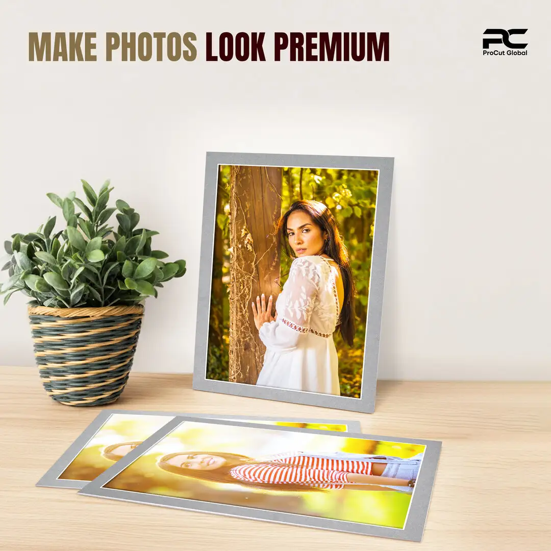 Silver 100x70cm Picture Mount With 90x60cm Aperture | Acid-Free Mat Board For Photos & Artwork thumbnail 2