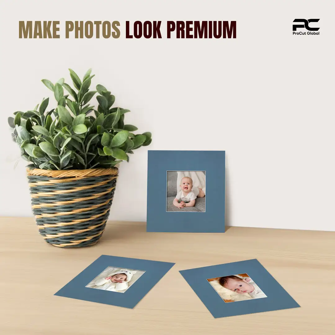 Pompador 10x10" Picture Mount With 5x5" Aperture | Acid-Free Mat Board For Picture Frames thumbnail 2
