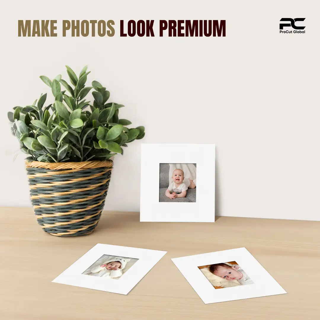 Ice White 10x10" Picture Mount With 5x5" Aperture | Acid-Free Mat Board For Picture Frames thumbnail 2