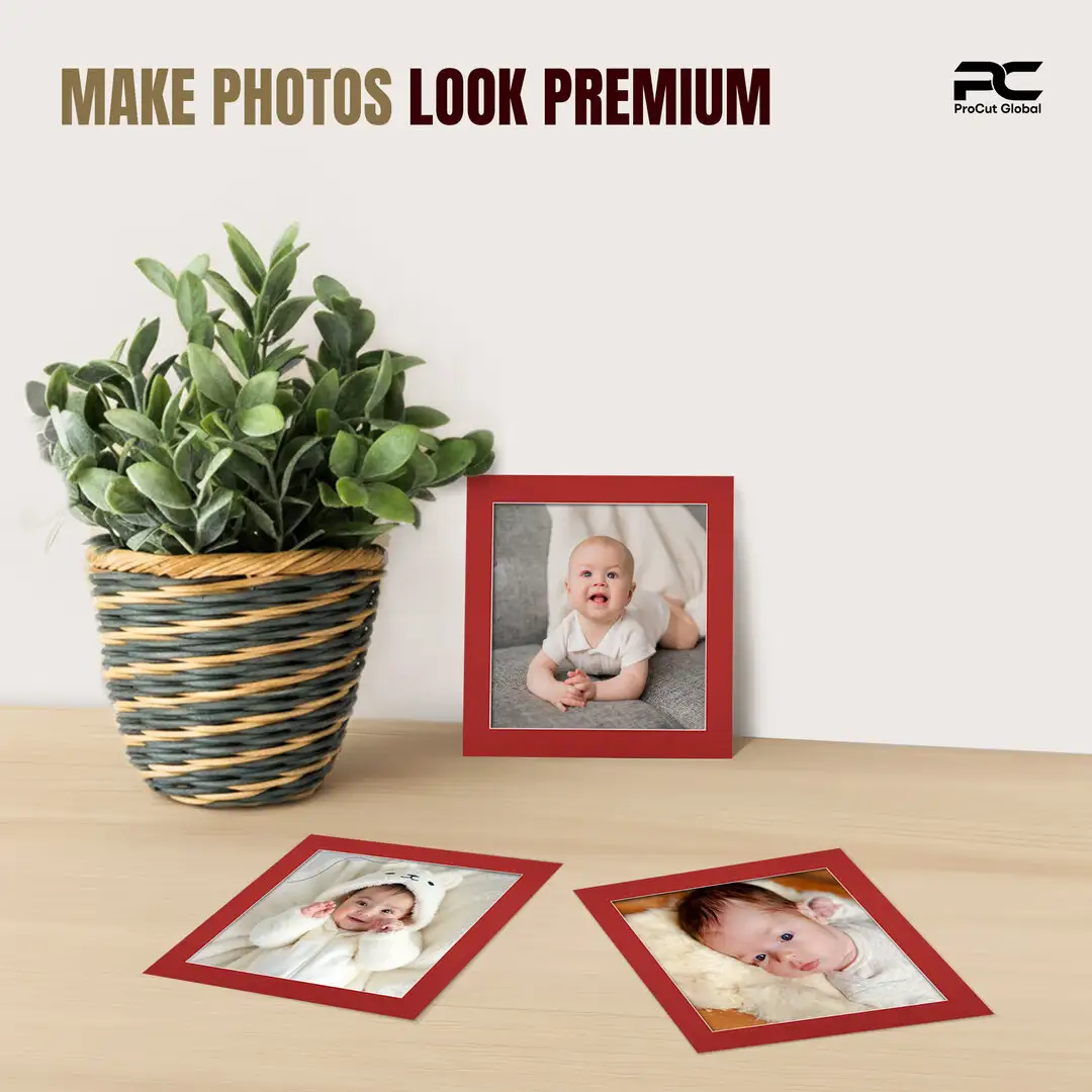 Crimson 10x10" Picture Mount With 8x8" Aperture | Acid-Free Mat Board For Photos & Artwork thumbnail 2