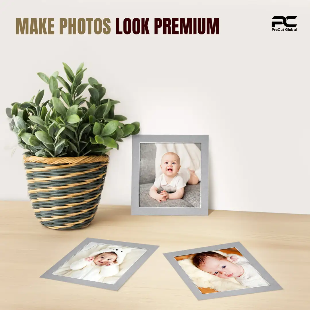 Silver 10x10" Picture Mount With 8x8" Aperture | Acid-Free Mat Board For Photos & Artwork thumbnail 2