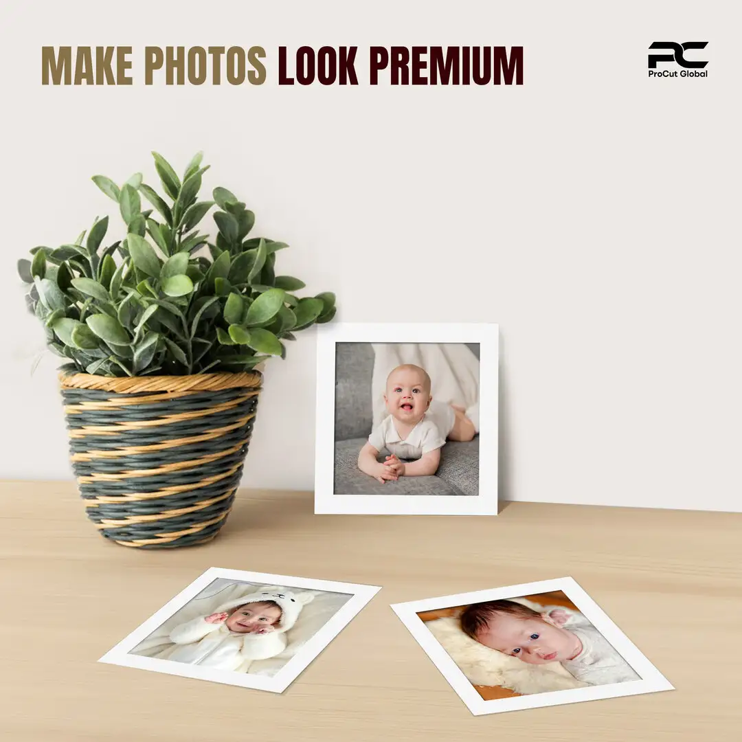 Ice White 10x10" Picture Mount With 8x8" Aperture | Acid-Free Picture Mount Board thumbnail 2