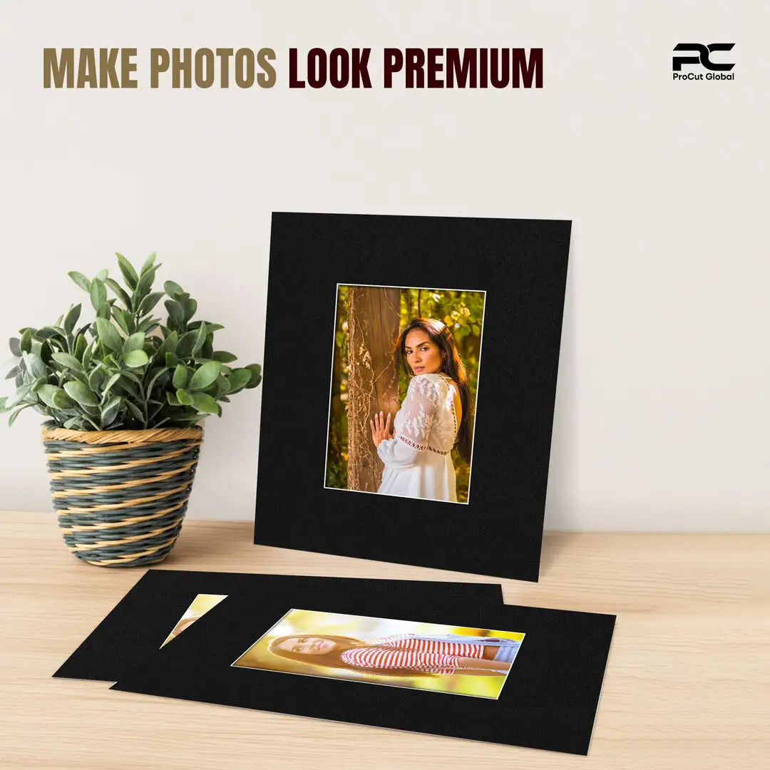 Black 10x8" Picture Mount With 6x4" Aperture | Acid-Free Mat Board For Photos & Artwork thumbnail 2