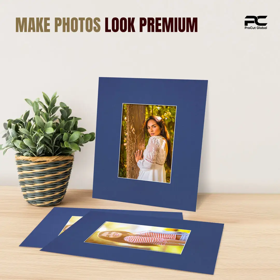 Blue 10x8" Picture Mount With 6x4" Aperture | Acid-Free Mat Board For Photos & Artwork thumbnail 2