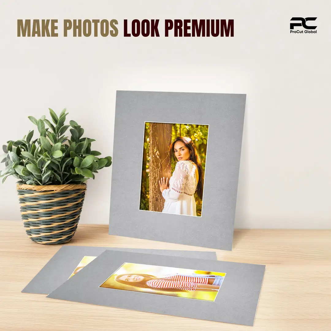 Silver 10x8" Picture Mount With 6x4" Aperture | Acid-Free Mat Board For Photos & Artwork thumbnail 2
