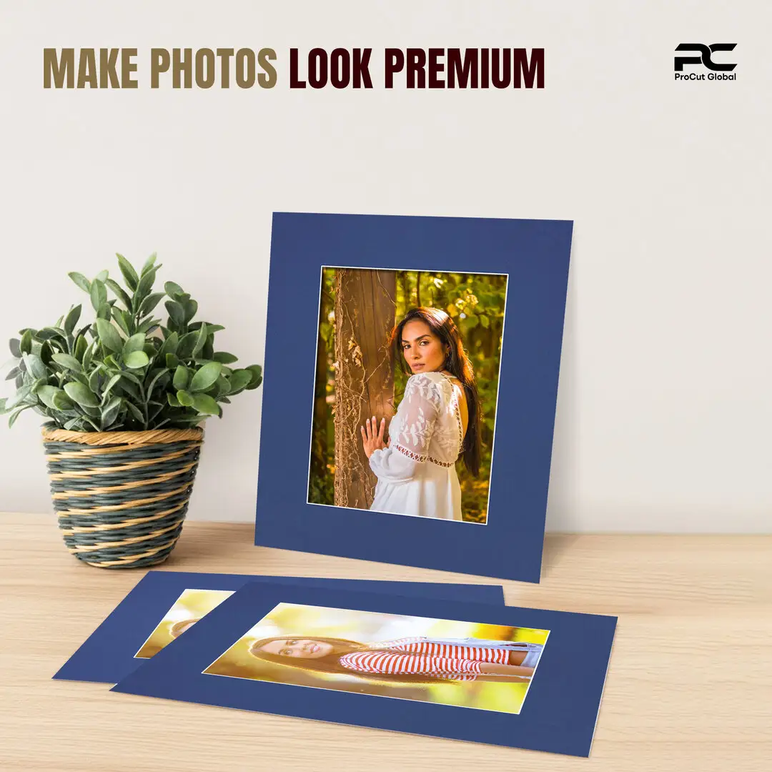 Blue 10x8" Picture Mount With 7x5" Aperture | Acid-Free Mat Board For Picture Frames thumbnail 2