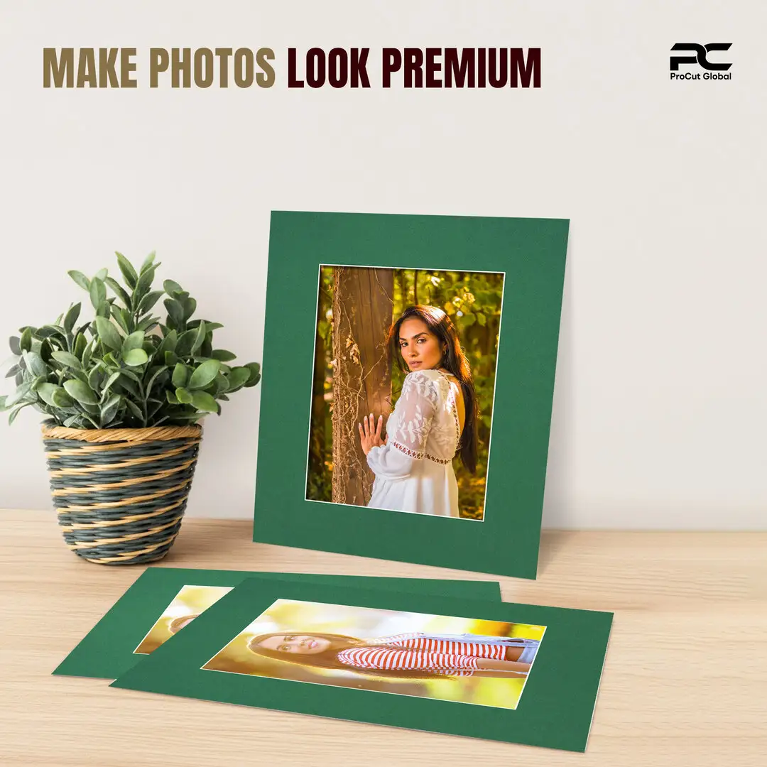 Emerald (Green) 10x8" Picture Mount With 7x5" Aperture | Acid-Free Mat Board For Picture Frames thumbnail 2