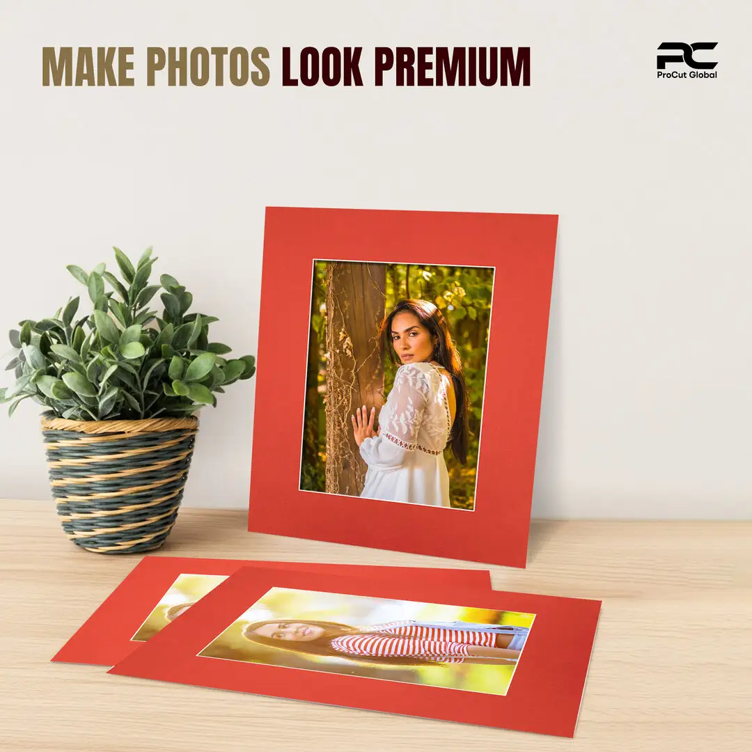 Poppy Red 10x8" Picture Mount With 7x5" Aperture | Acid-Free Picture Mount Board thumbnail 2