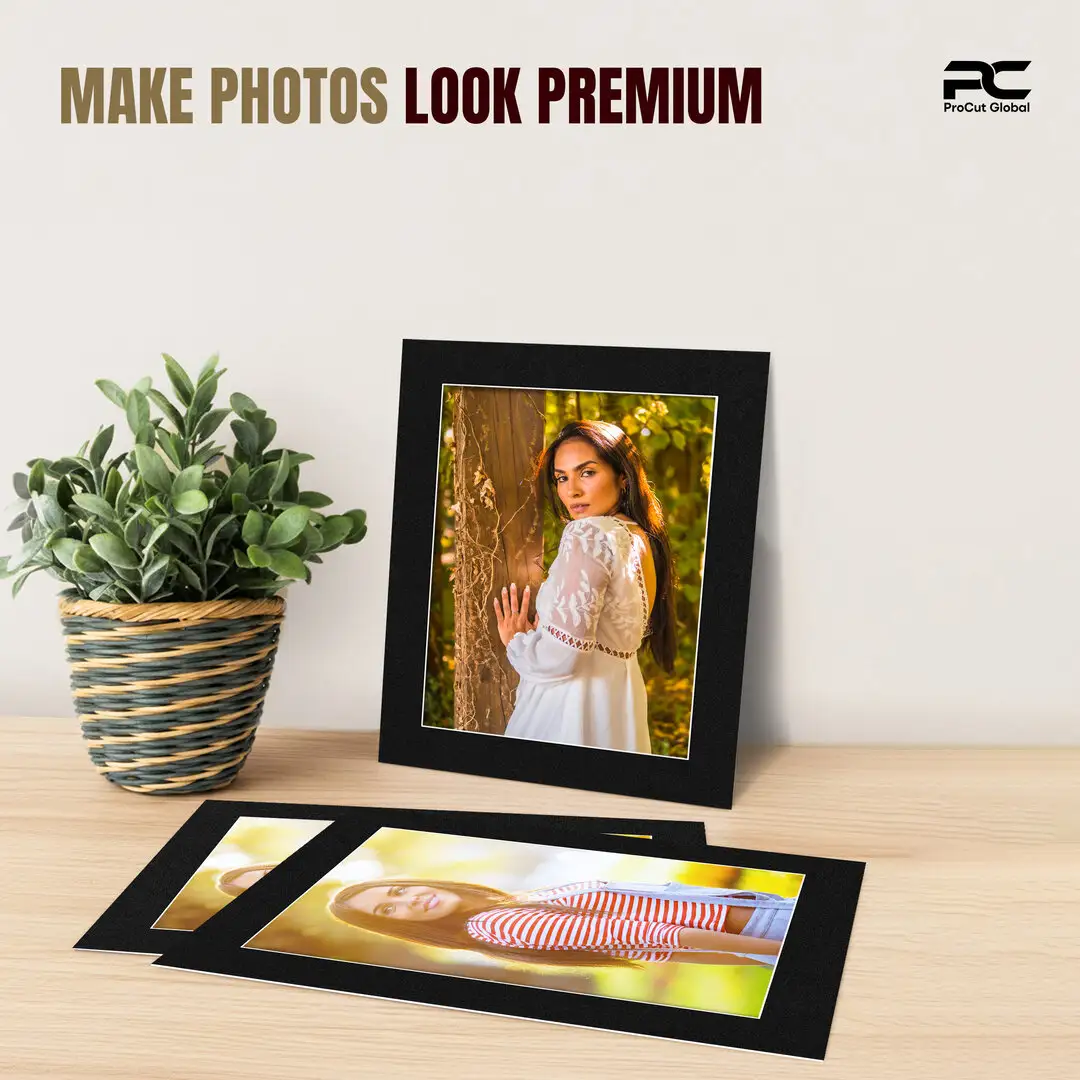 Black 10x8" Picture Mount With 8x6" Aperture | Acid-Free Picture Mount Board thumbnail 2