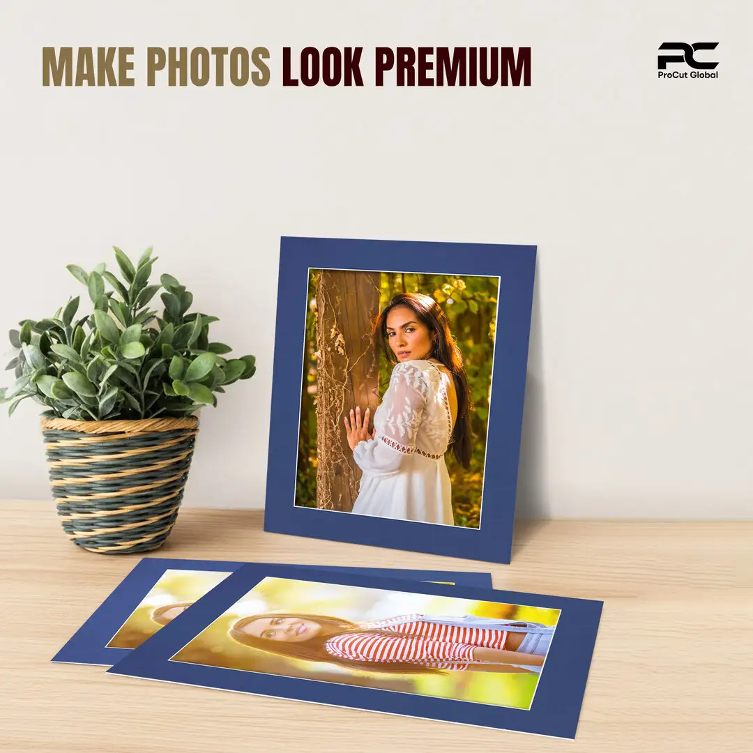 Blue 10x8" Picture Mount With 8x6" Aperture | Acid-Free Picture Mount Board thumbnail 2
