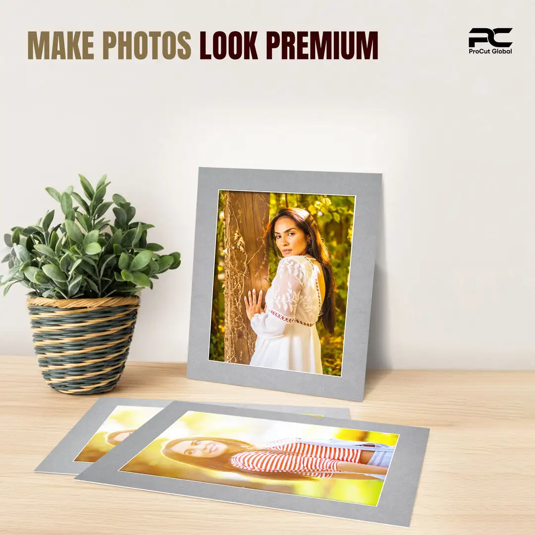 Silver 10x8" Picture Mount With 8x6" Aperture | Acid-Free Mat Board For Picture Frames thumbnail 2