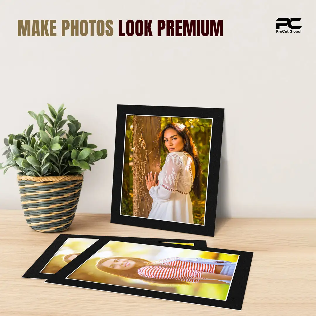 Black 12x10" Picture Mount With 10x8" Aperture | Acid-Free Mat Board For Photos & Artwork thumbnail 2