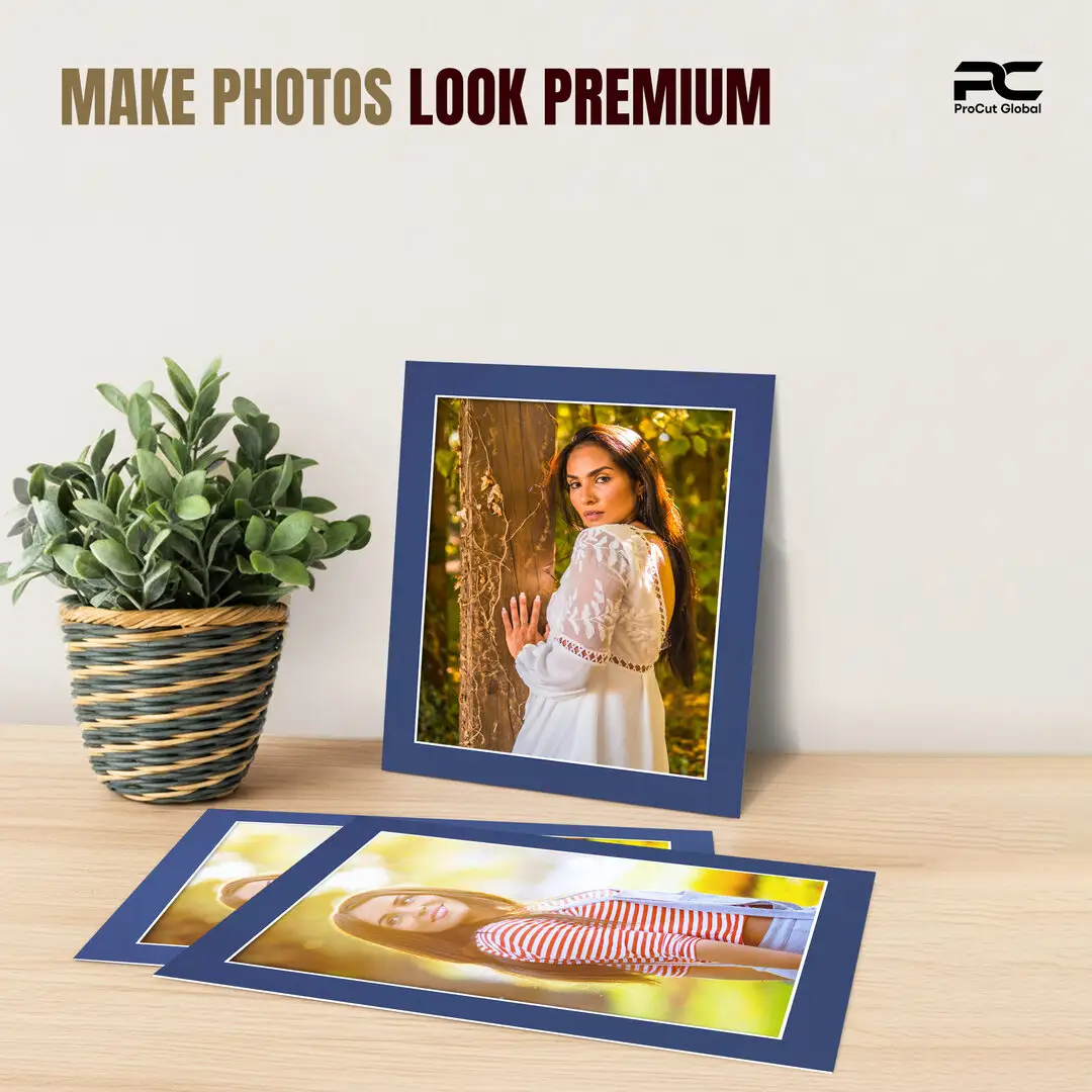 Blue 12x10" Picture Mount With 10x8" Aperture | Acid-Free Picture Mount Board thumbnail 2