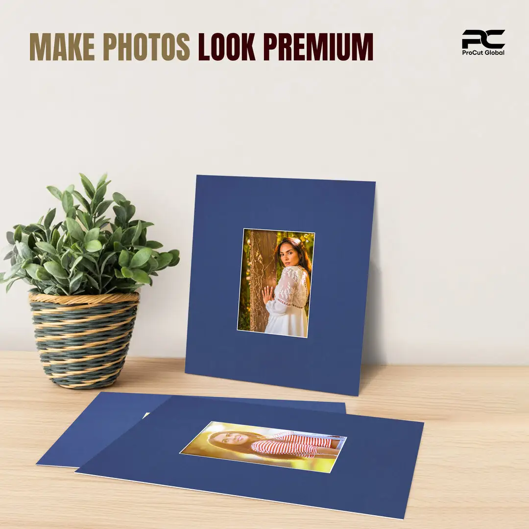Blue 12x10" Picture Mount With 6x4" Aperture | Acid-Free Picture Mount Board thumbnail 2