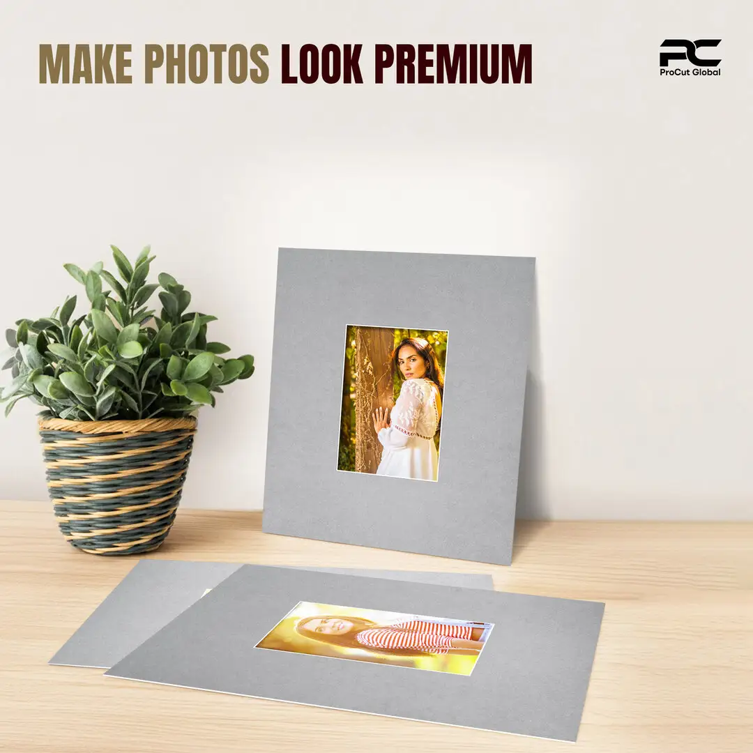 Silver 12x10" Picture Mount With 6x4" Aperture | Acid-Free Mat Board For Picture Frames thumbnail 2