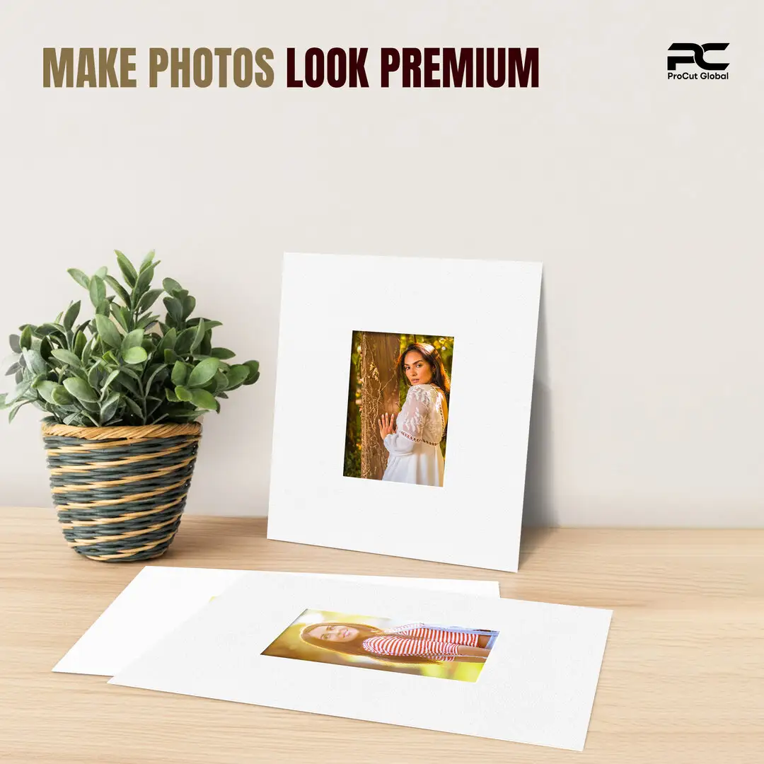 Ice White 12x10" Picture Mount With 6x4" Aperture | Acid-Free Mat Board For Photos & Artwork thumbnail 2