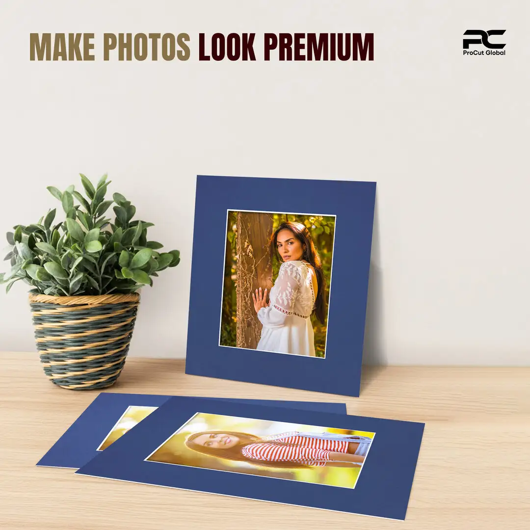 Blue 12x10" Picture Mount With 8x6" Aperture | Acid-Free Mat Board For Photos & Artwork thumbnail 2