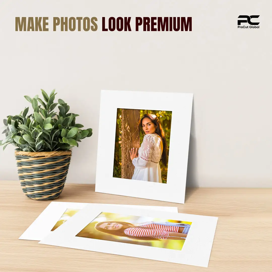 Ice White 12x10" Picture Mount With 8x6" Aperture | Acid-Free Picture Mount Board thumbnail 2
