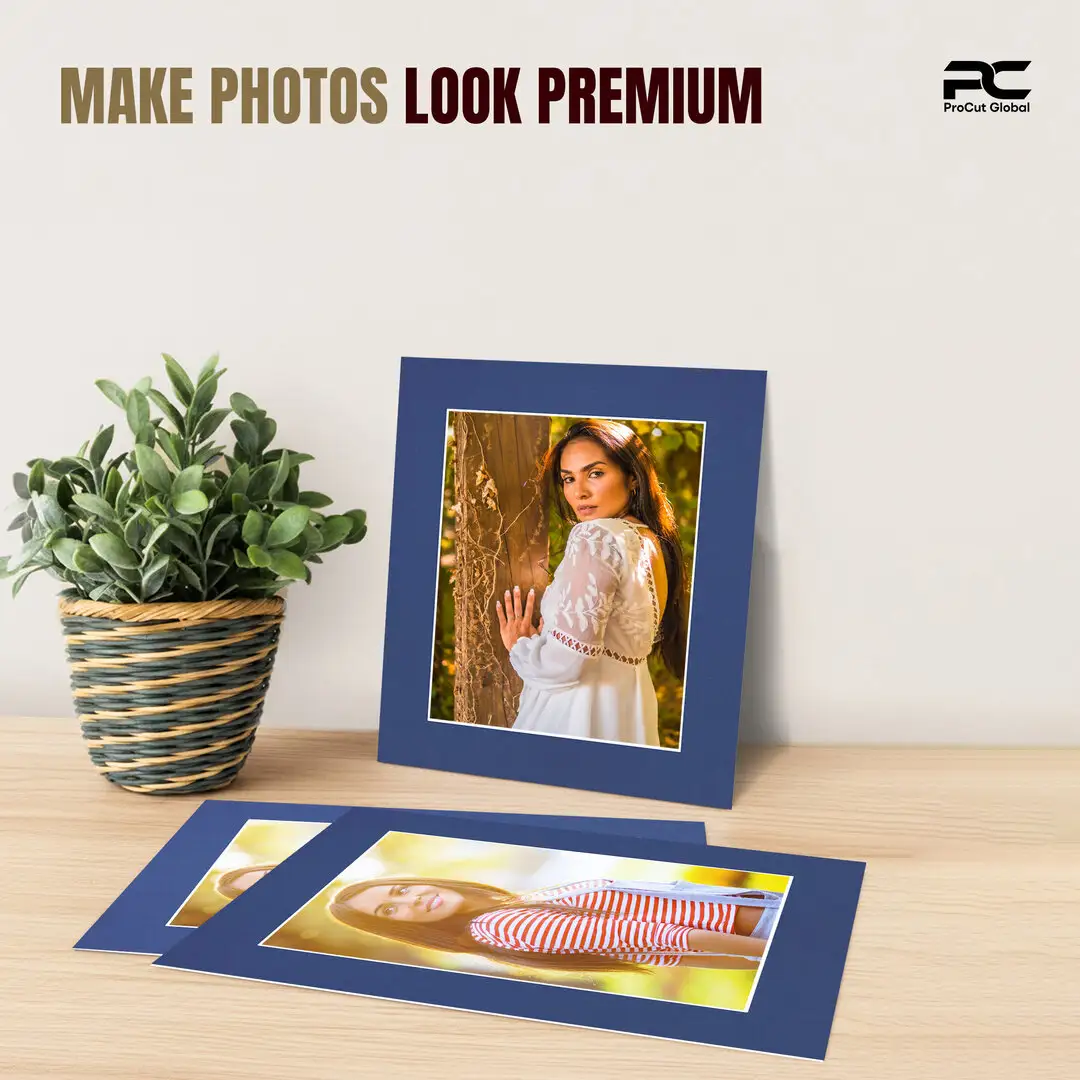 Blue 12x10" Picture Mount With 9x7" Aperture | Acid-Free Mat Board For Photos & Artwork thumbnail 2