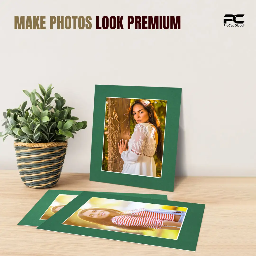 Emerald (Green) 12x10" Picture Mount With 9x7" Aperture | Acid-Free Mat Board For Photos & Artwork thumbnail 2