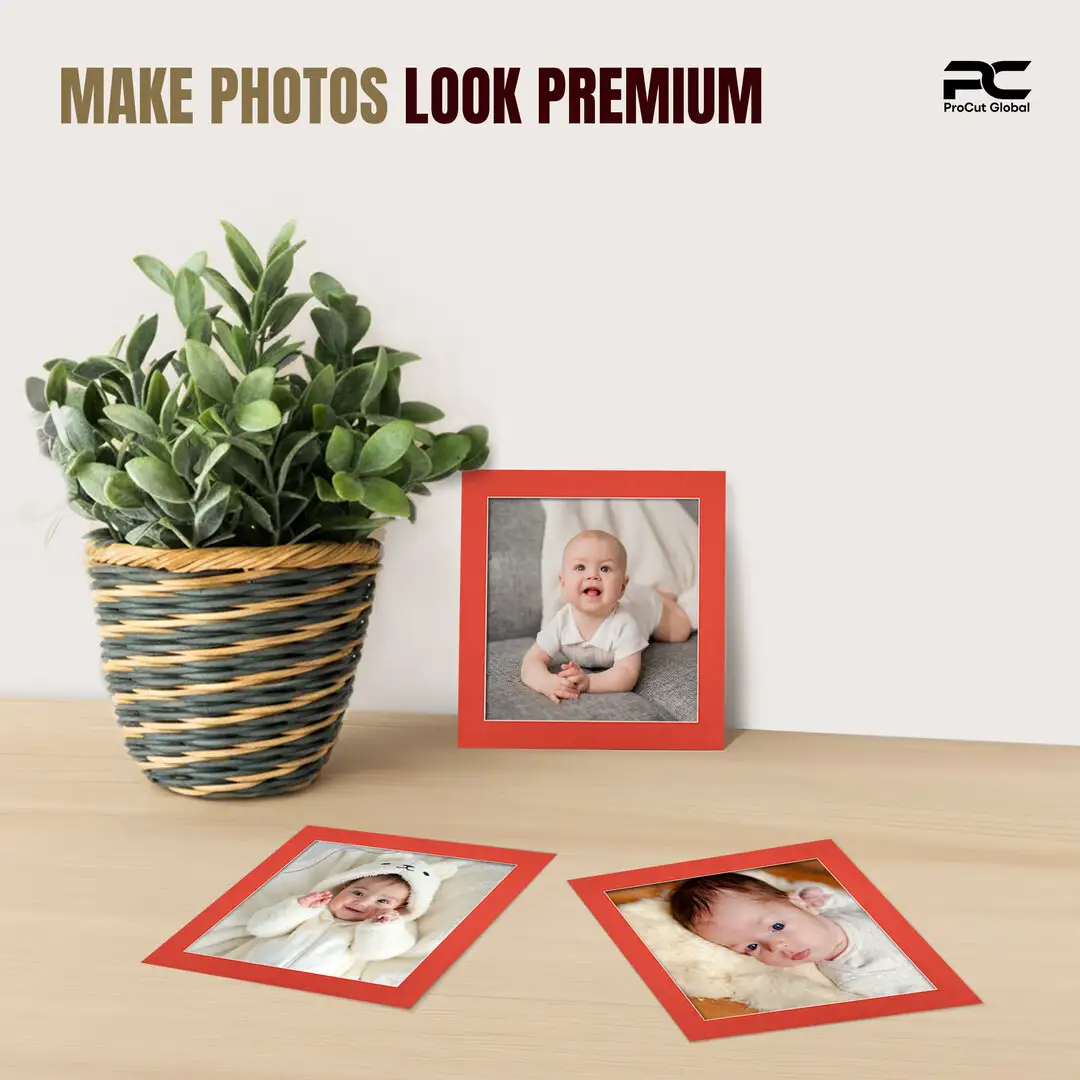 Poppy Red 12x12" Picture Mount With 10x10" Aperture | Acid-Free Picture Mount Board thumbnail 2