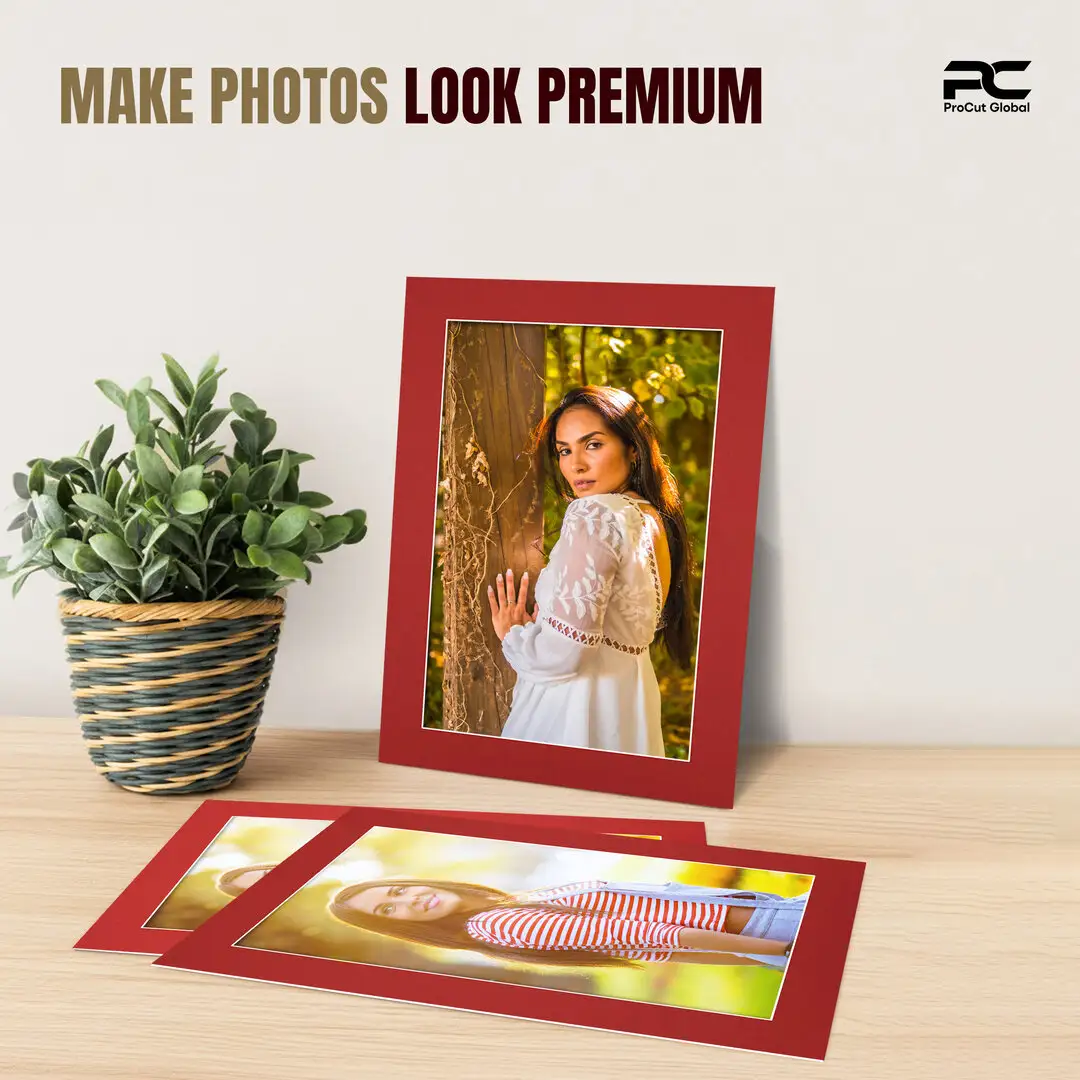 Crimson 12x8" Picture Mount With 10x6" Aperture | Acid-Free Mat Board For Photos & Artwork thumbnail 2