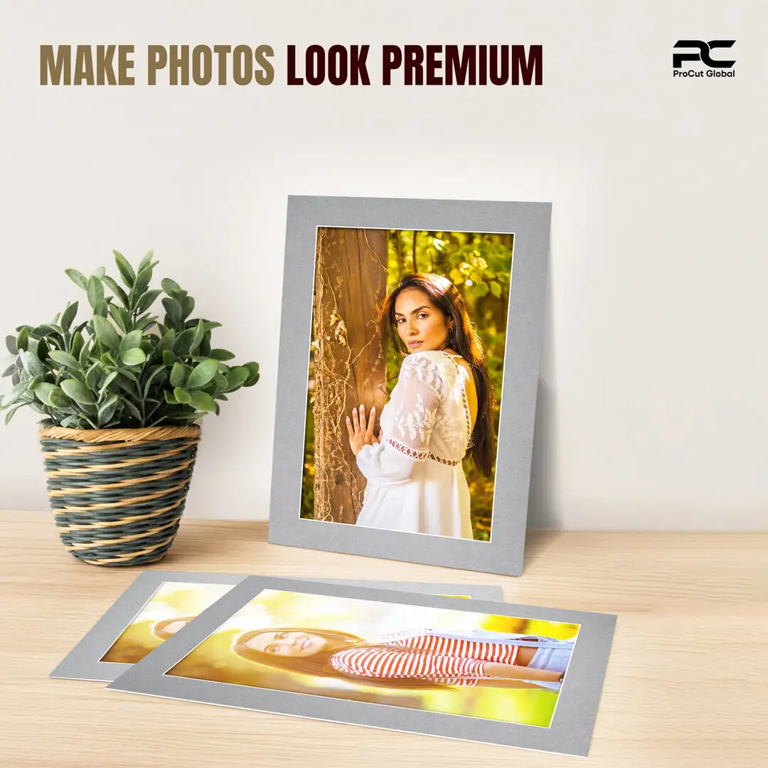 Silver 12x8" Picture Mount With 10x6" Aperture | Acid-Free Mat Board For Picture Frames thumbnail 2