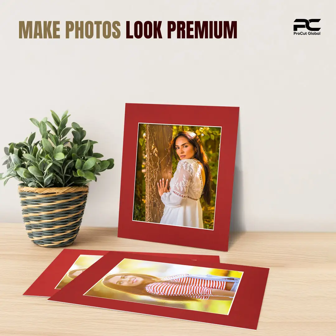 Crimson 14x11" Picture Mount With 10x8" Aperture | Acid-Free Mat Board For Picture Frames thumbnail 2