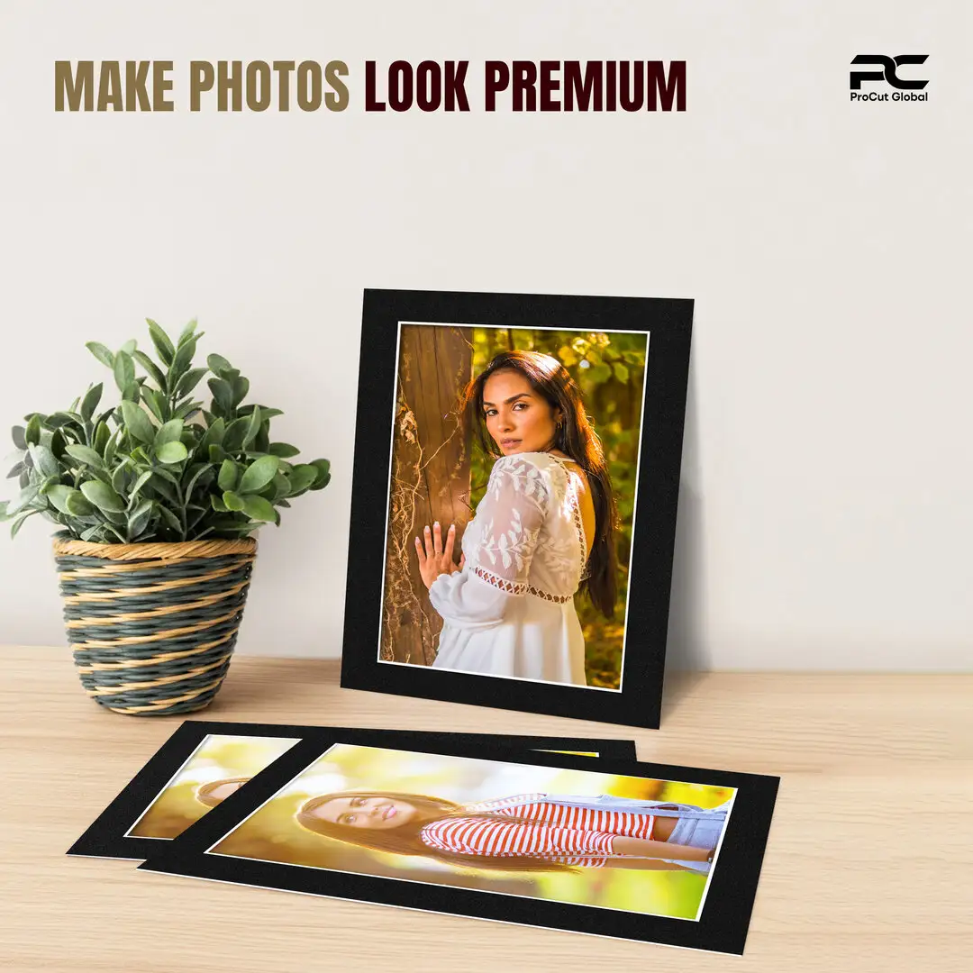 Black 14x11" Picture Mount With A4 Aperture | Acid-Free Mat Board For Photos & Artwork thumbnail 2