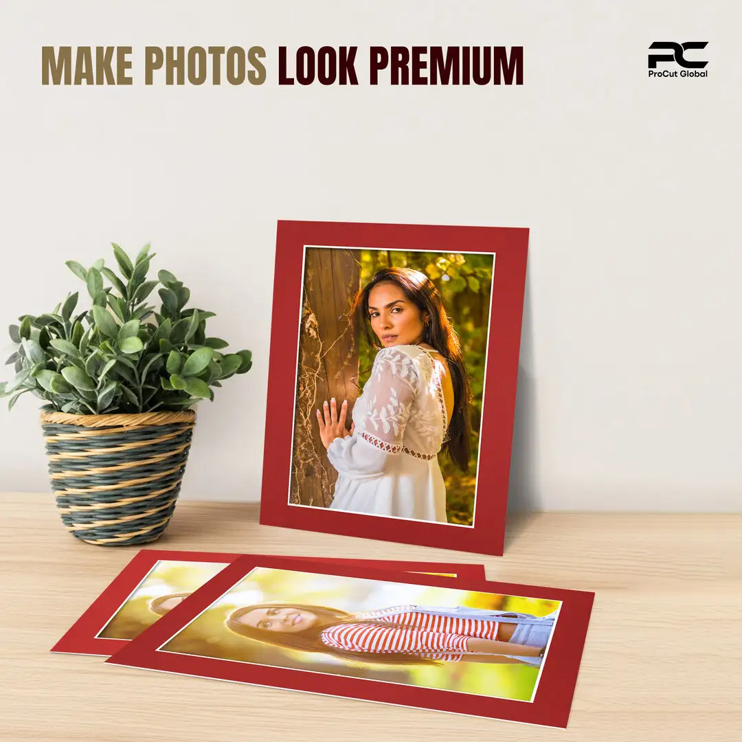 Crimson 14x11" Picture Mount With A4 Aperture | Acid-Free Mat Board For Photos & Artwork thumbnail 2