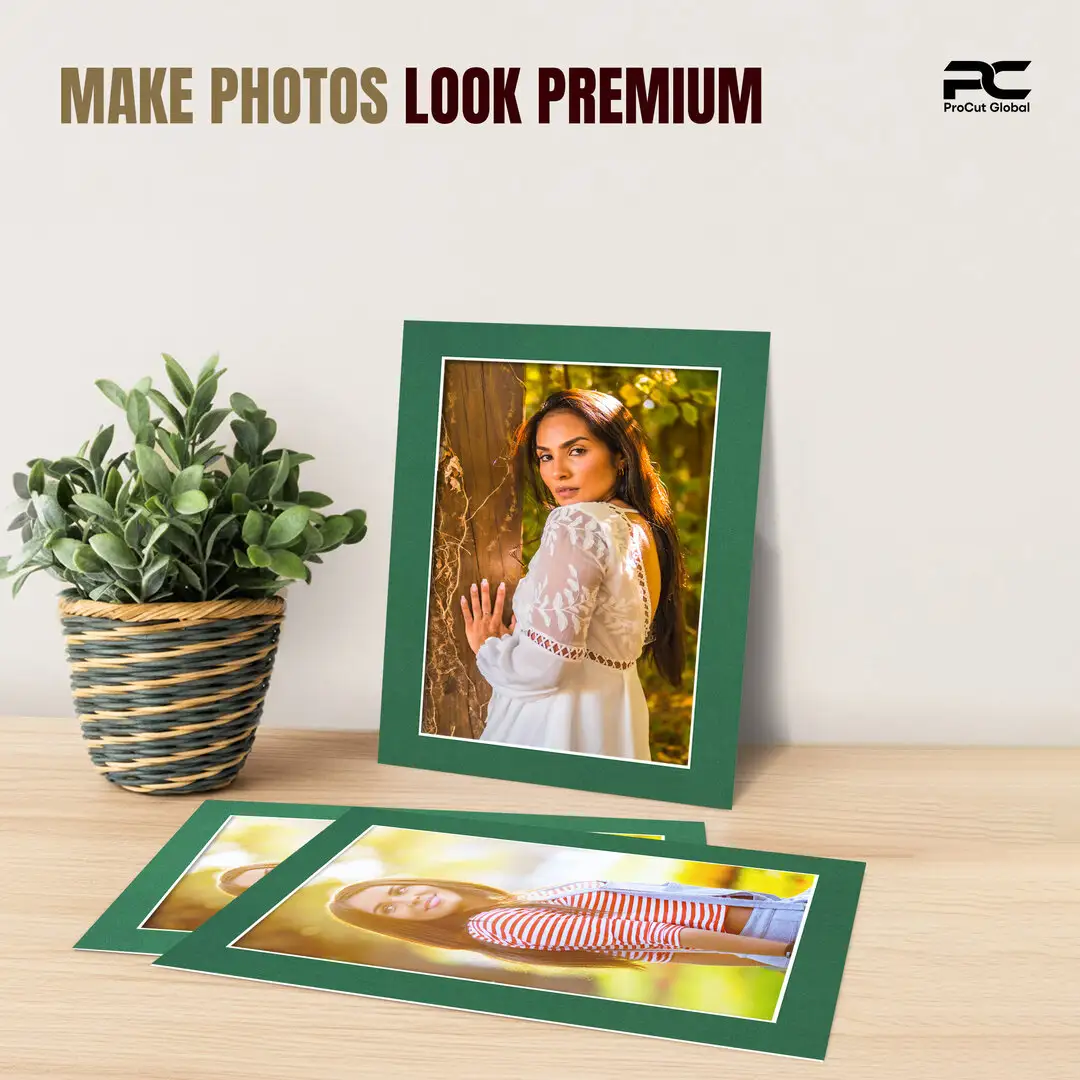 Emerald (Green) 14x11" Picture Mount With A4 Aperture | Acid-Free Mat Board For Photos & Artwork thumbnail 2