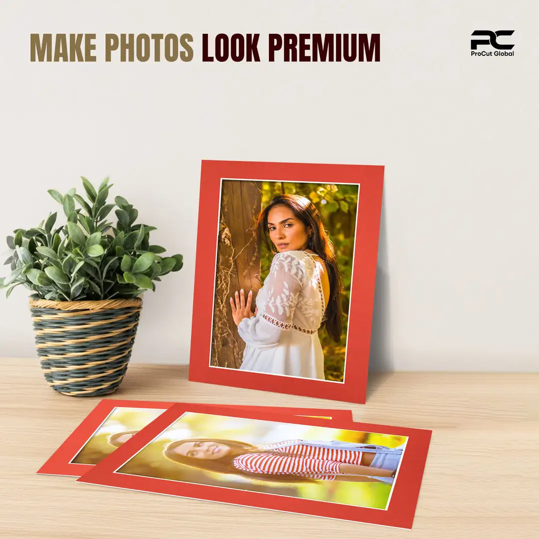 Poppy Red 14x11" Picture Mount With A4 Aperture | Acid-Free Picture Mount Board thumbnail 2