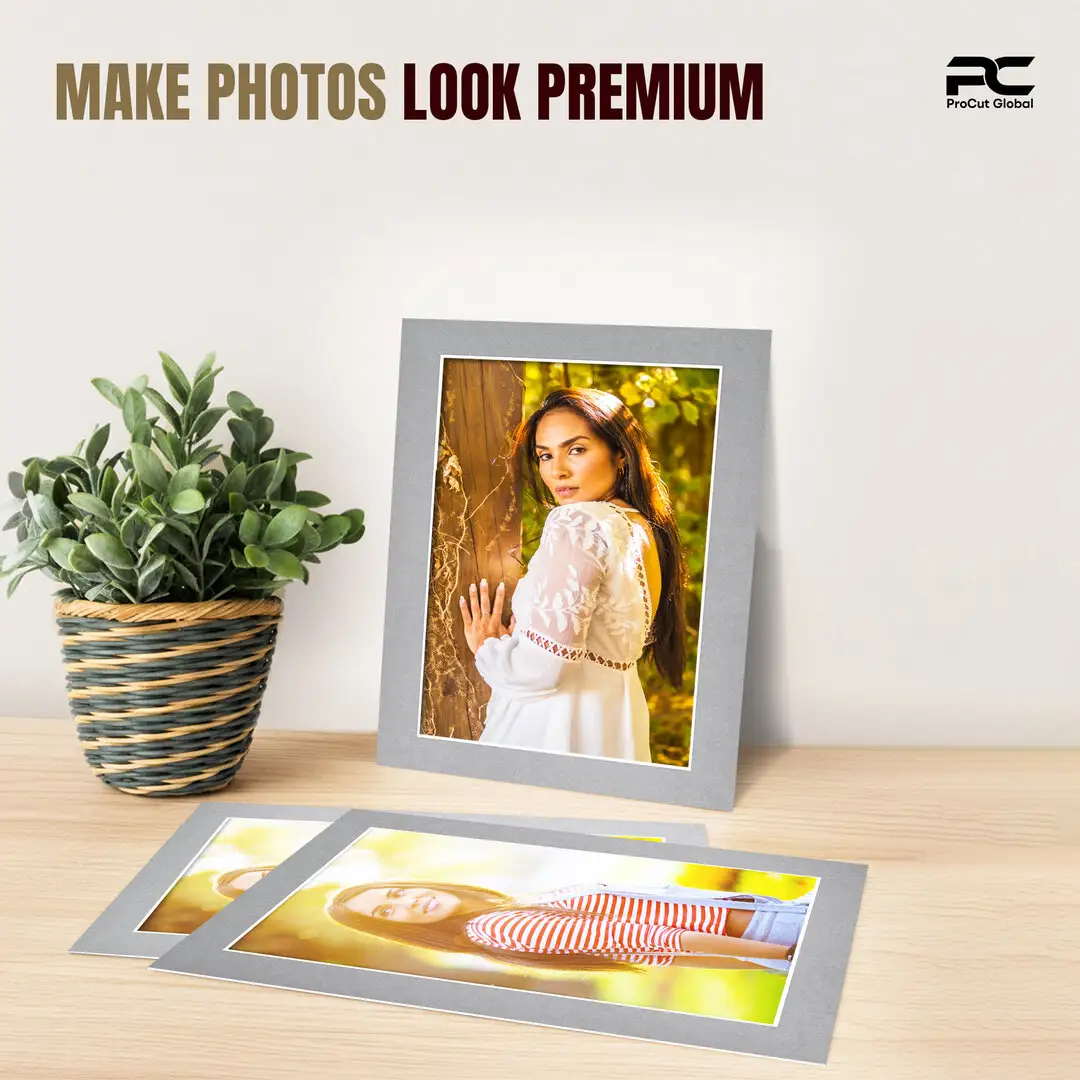 Silver 14x11" Picture Mount With A4 Aperture | Acid-Free Picture Mount Board thumbnail 2