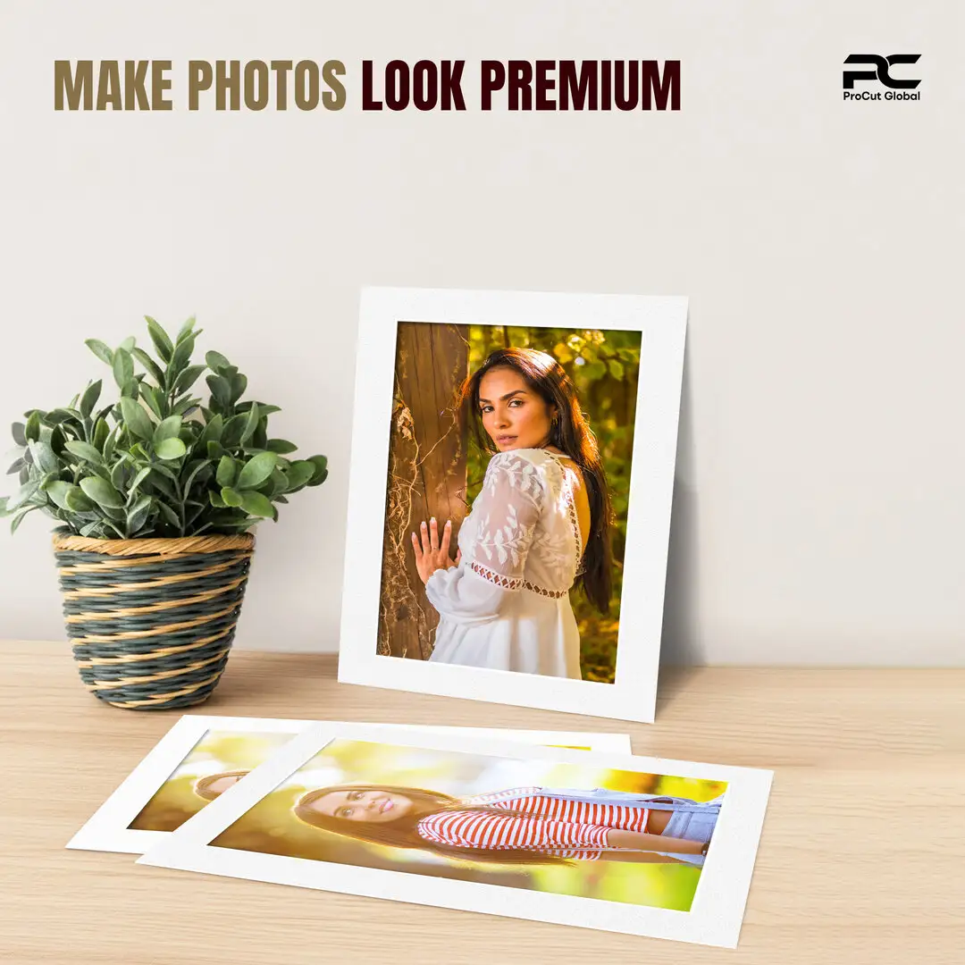 Ice White 14x11" Picture Mount With A4 Aperture | Acid-Free Picture Mount Board thumbnail 2