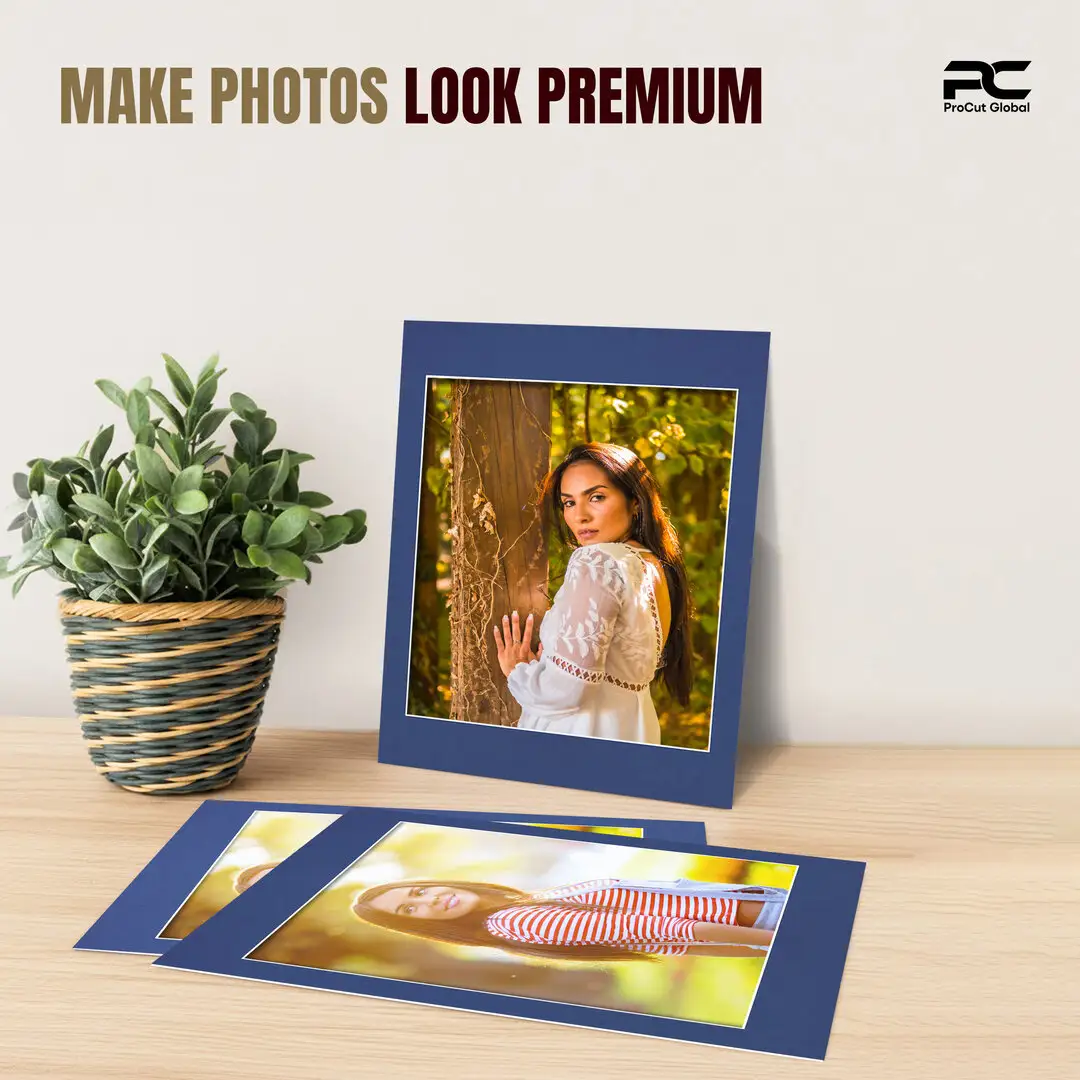 Blue 16x12" Picture Mount With 12x10" Aperture | Acid-Free Mat Board For Picture Frames thumbnail 2