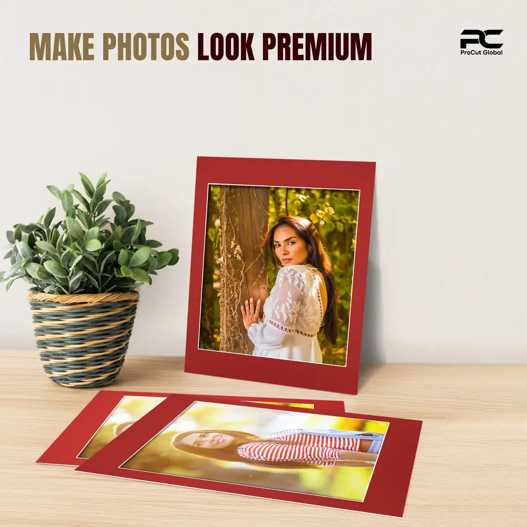 Crimson 16x12" Picture Mount With 12x10" Aperture | Acid-Free Mat Board For Picture Frames thumbnail 2
