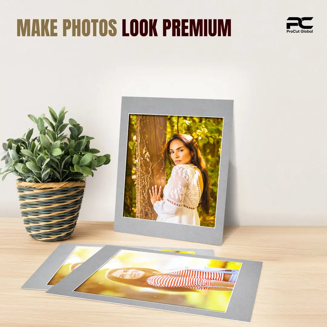 Silver 16x12" Picture Mount With 12x10" Aperture | Acid-Free Picture Mount Board thumbnail 2