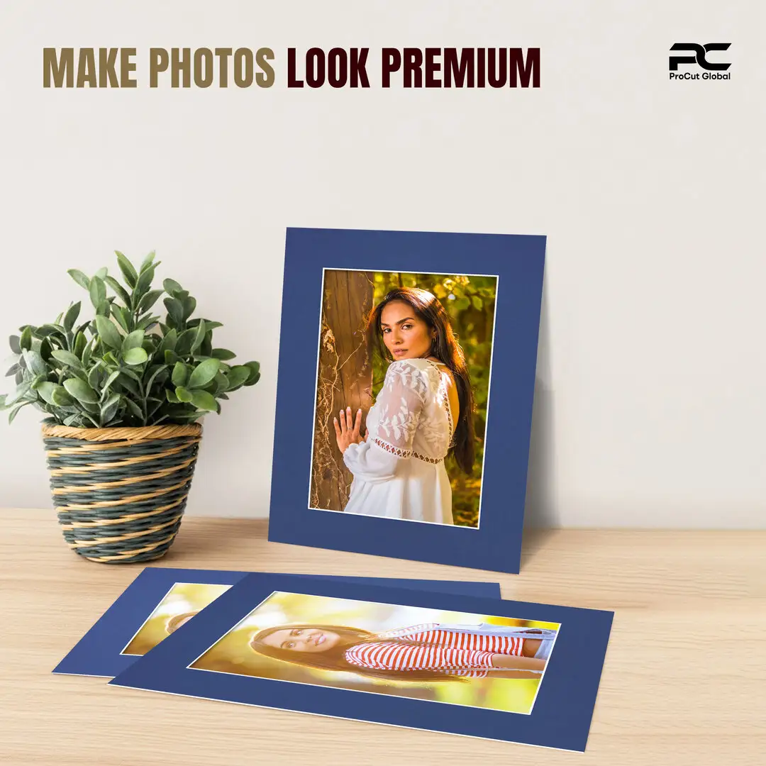 Blue 16x12" Picture Mount With 12x8" Aperture | Acid-Free Picture Mount Board thumbnail 2