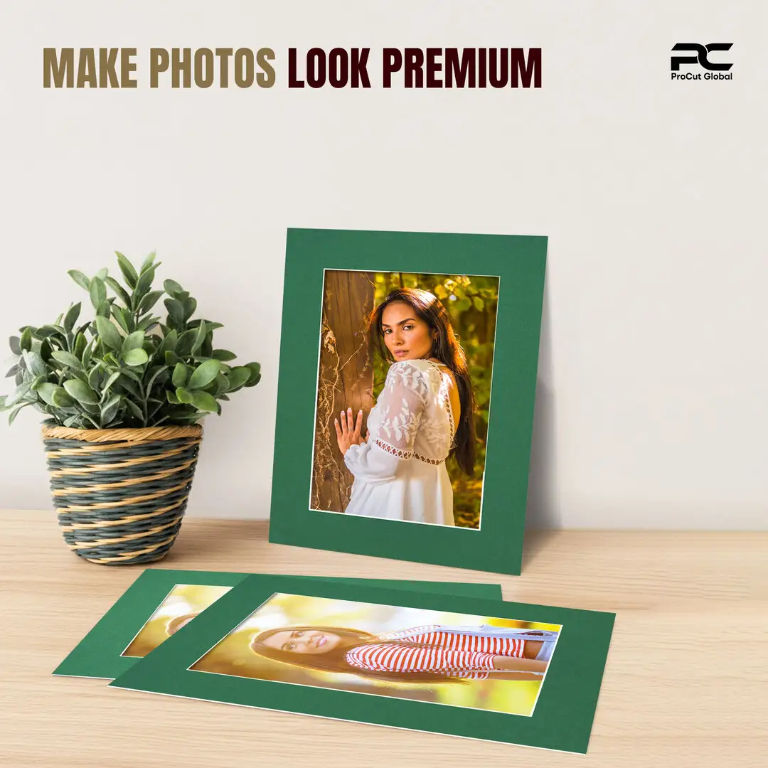 Emerald (Green) 16x12" Picture Mount With 12x8" Aperture | Acid-Free Picture Mount Board thumbnail 2