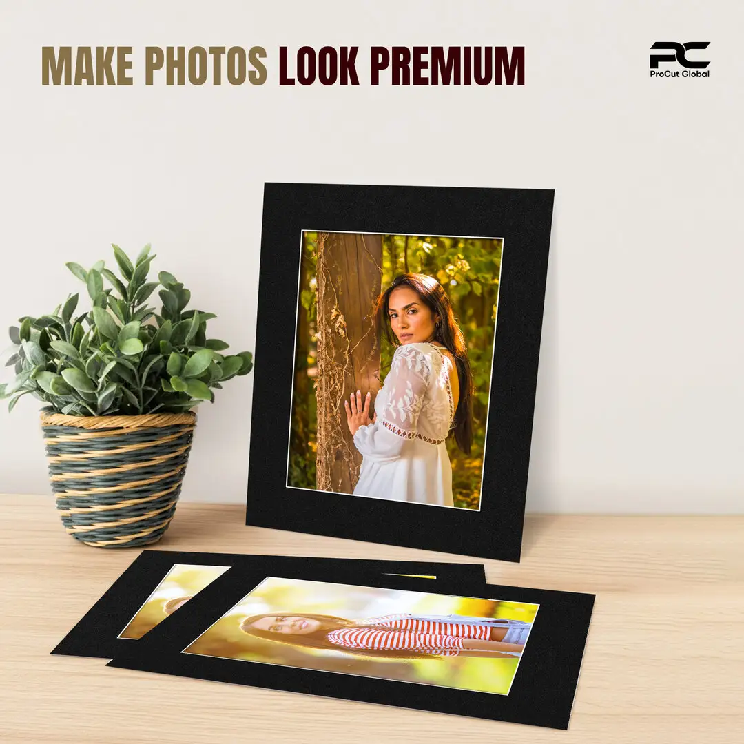 Black 16x12" Picture Mount With A4 Aperture | Acid-Free Picture Mount Board thumbnail 2