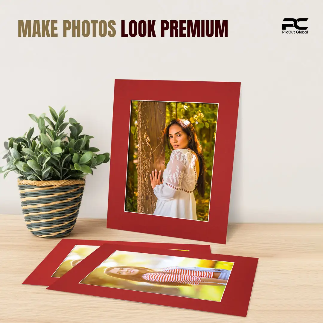 Crimson 16x12" Picture Mount With A4 Aperture | Acid-Free Picture Mount Board thumbnail 2