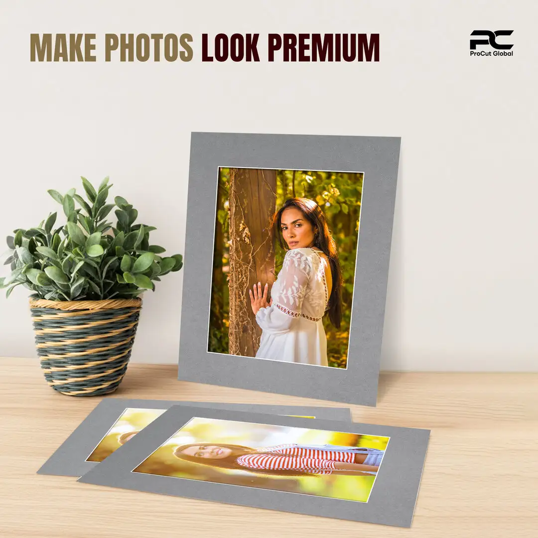 Mid Grey 16x12" Picture Mount With A4 Aperture | Acid-Free Picture Mount Board thumbnail 2