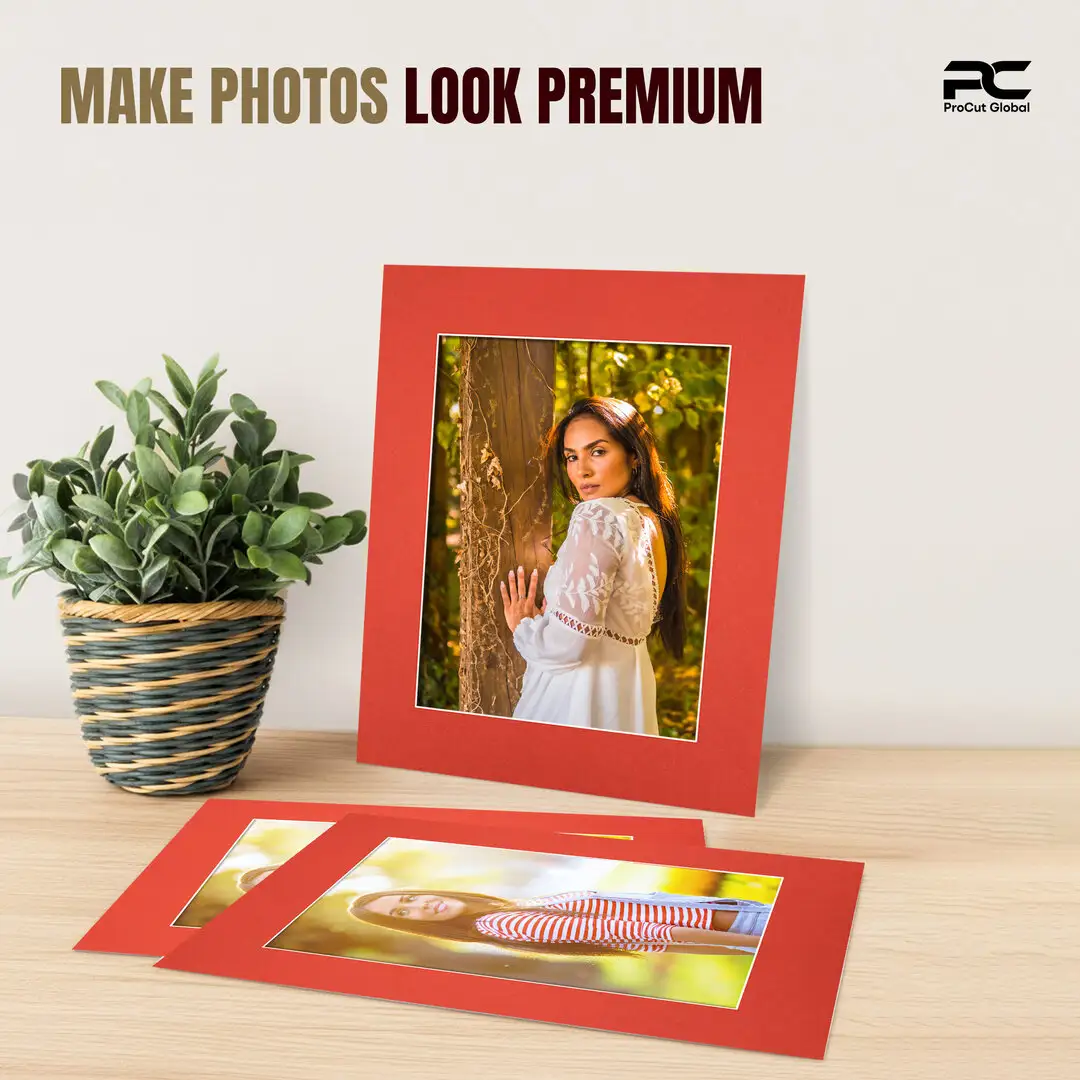 Poppy Red 16x12" Picture Mount With A4 Aperture | Acid-Free Picture Mount Board thumbnail 2
