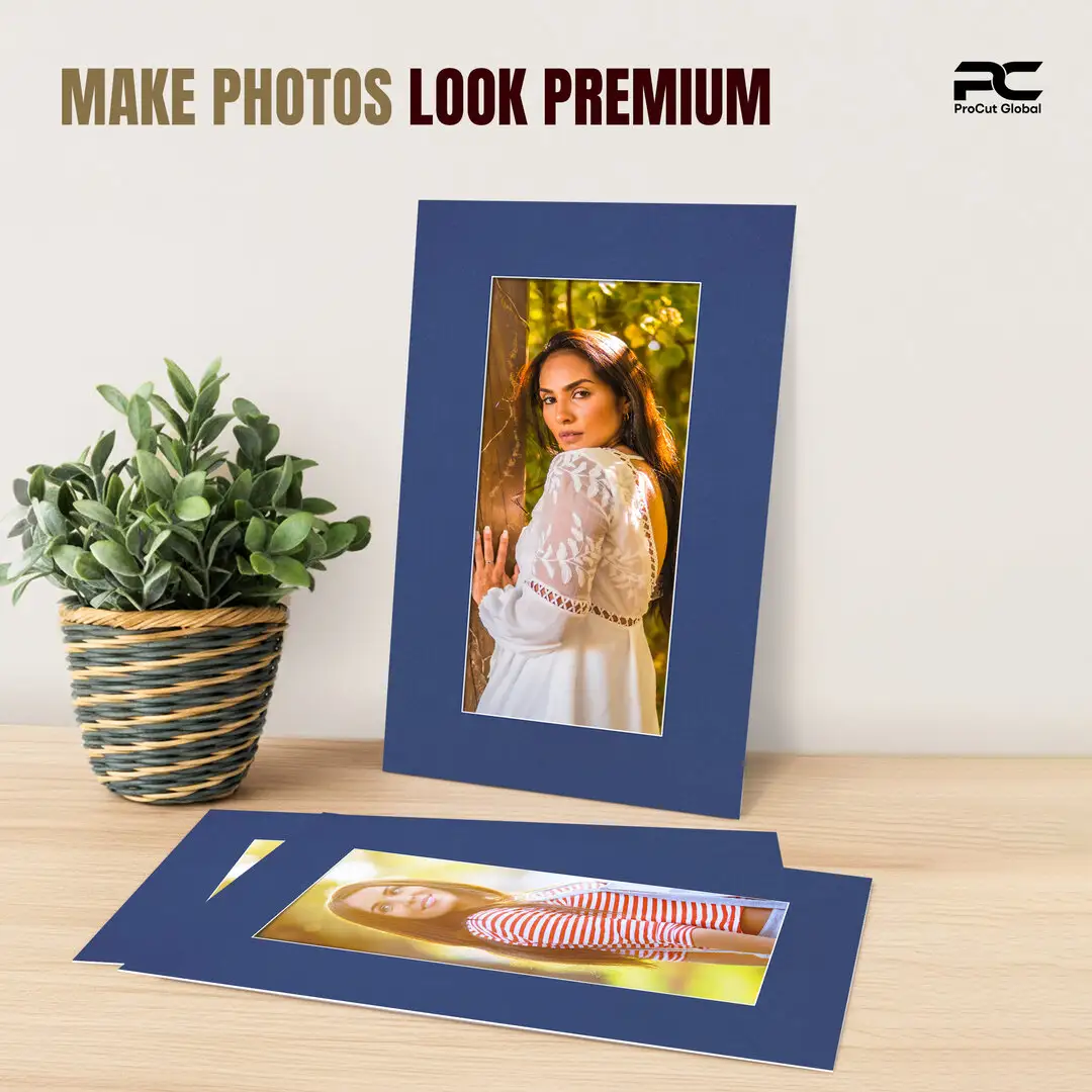 Blue 16x9" Picture Mount With 12x5" Aperture | Acid-Free Mat Board For Picture Frames thumbnail 2