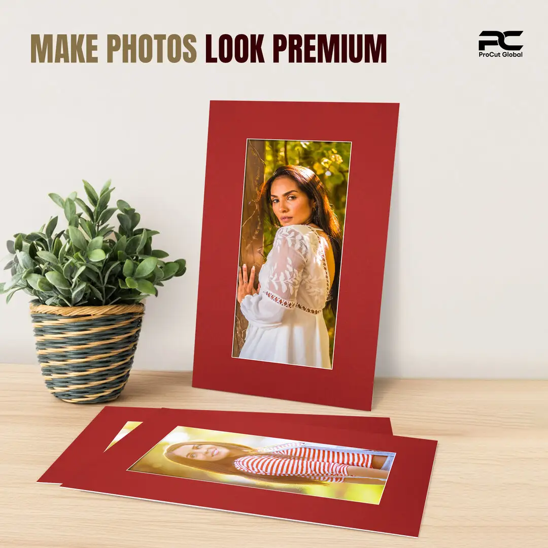 Crimson 16x9" Picture Mount With 12x5" Aperture | Acid-Free Mat Board For Picture Frames thumbnail 2