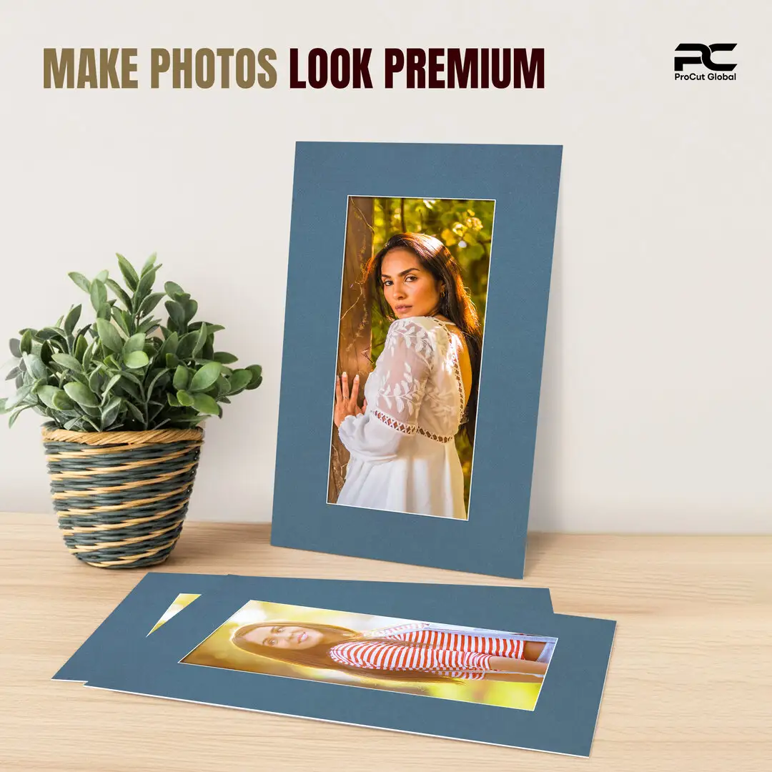 Pompador 16x9" Picture Mount With 12x5" Aperture | Acid-Free Mat Board For Picture Frames thumbnail 2